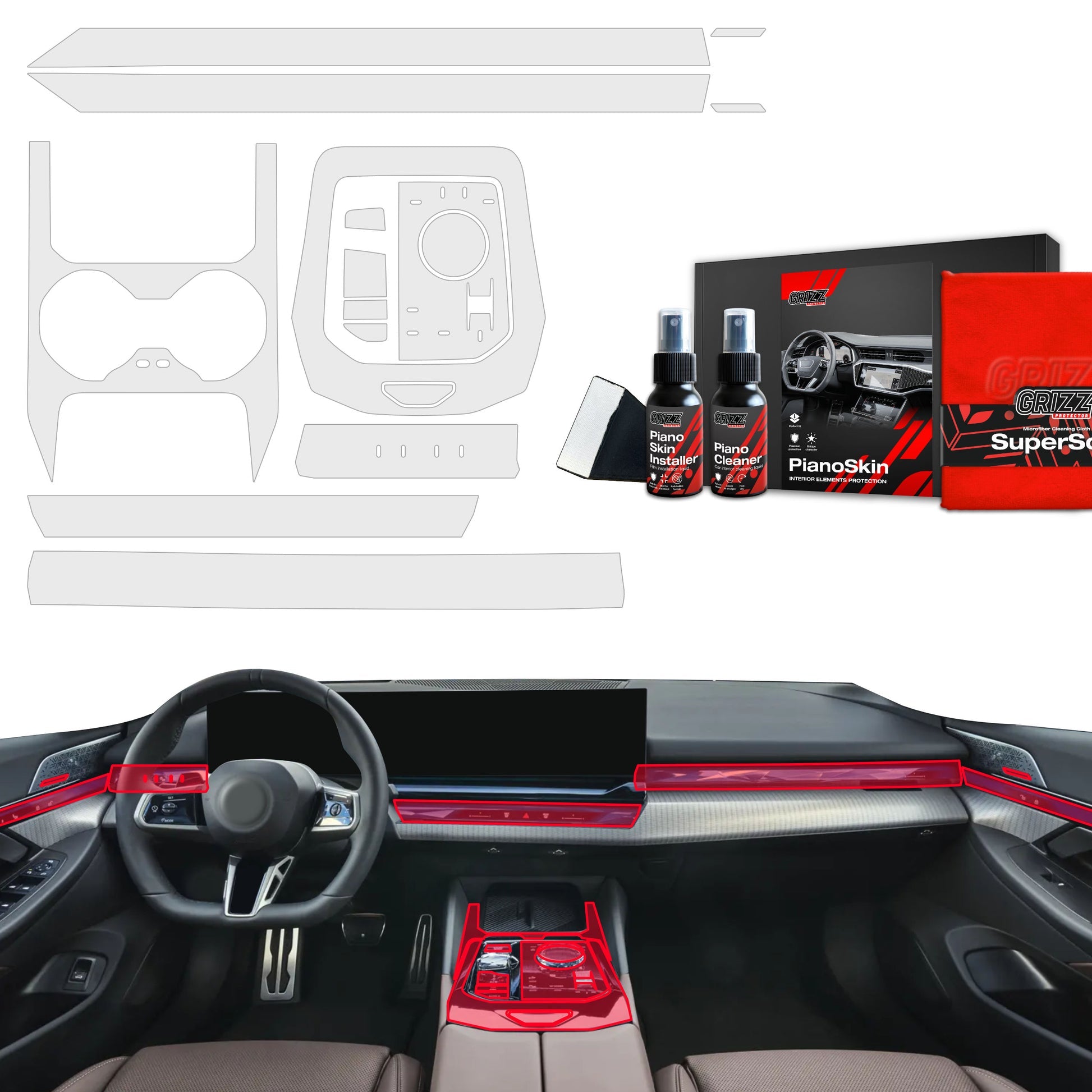 Folii de protecție 9în1 pentru consola centrală și bord - BMW 5 G60 (2023-2025) mat