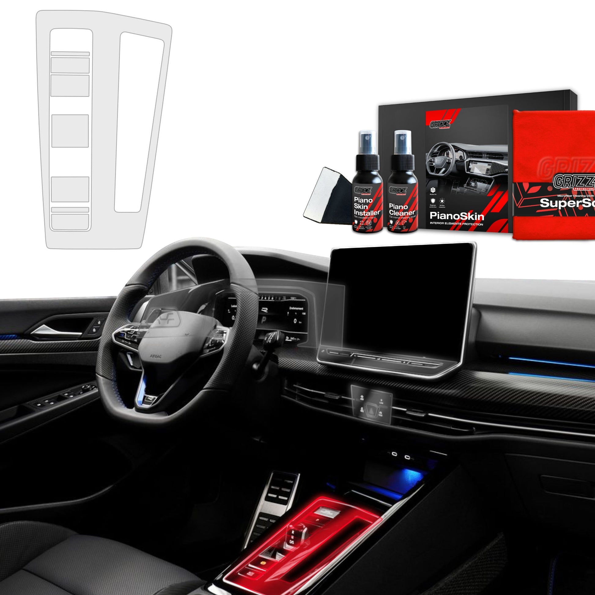 Folie de protecție pentru consola centrală - Volkswagen VW Golf 8 (2024-2025) Mată