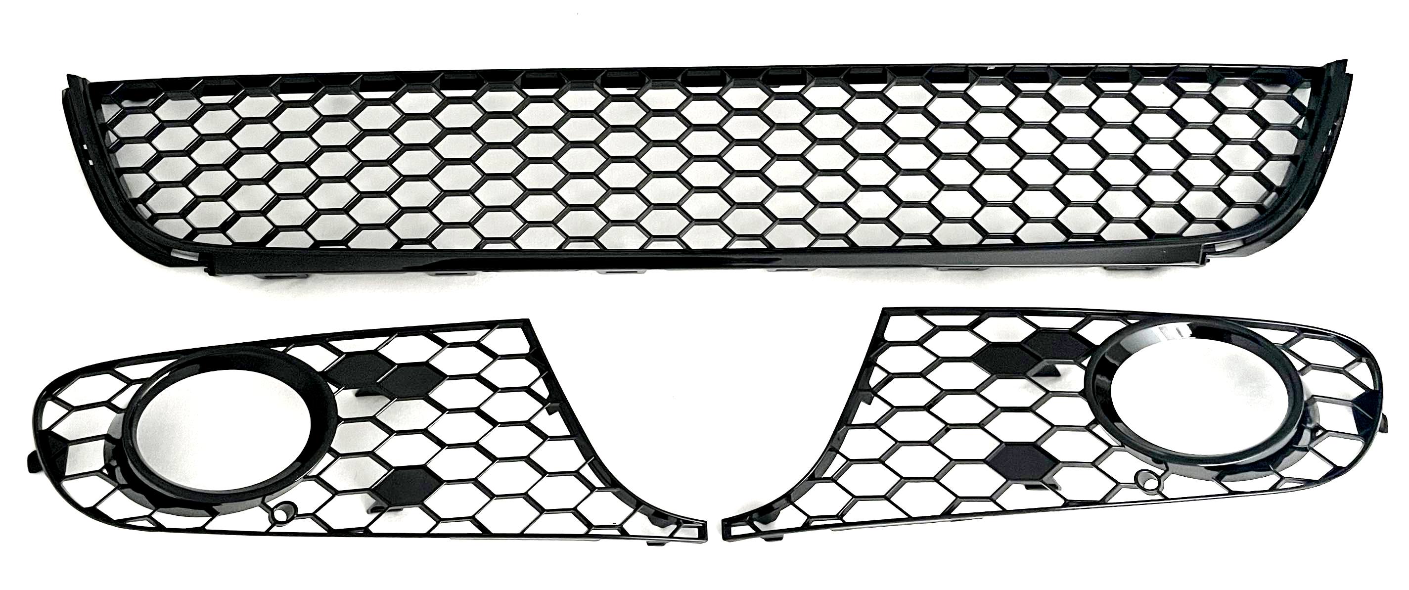 Grilă inferioară bară de protecție VW Golf MK6, negru lucios, cu admisii de aer deschise