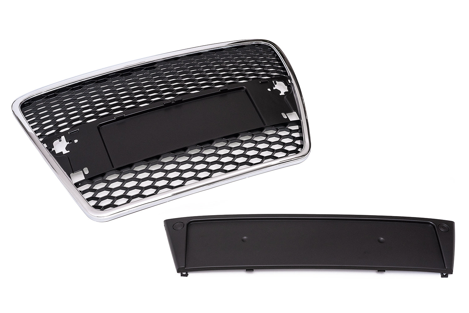 Grilă auto compatibilă cu Audi A6 4F C6, crom negru, 2004-2008, PDC