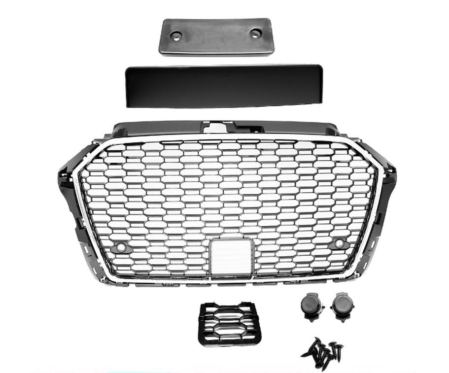 Grilă sport cu design tip fagure de miere compatibilă cu Audi A3 8V Facelift 2016-