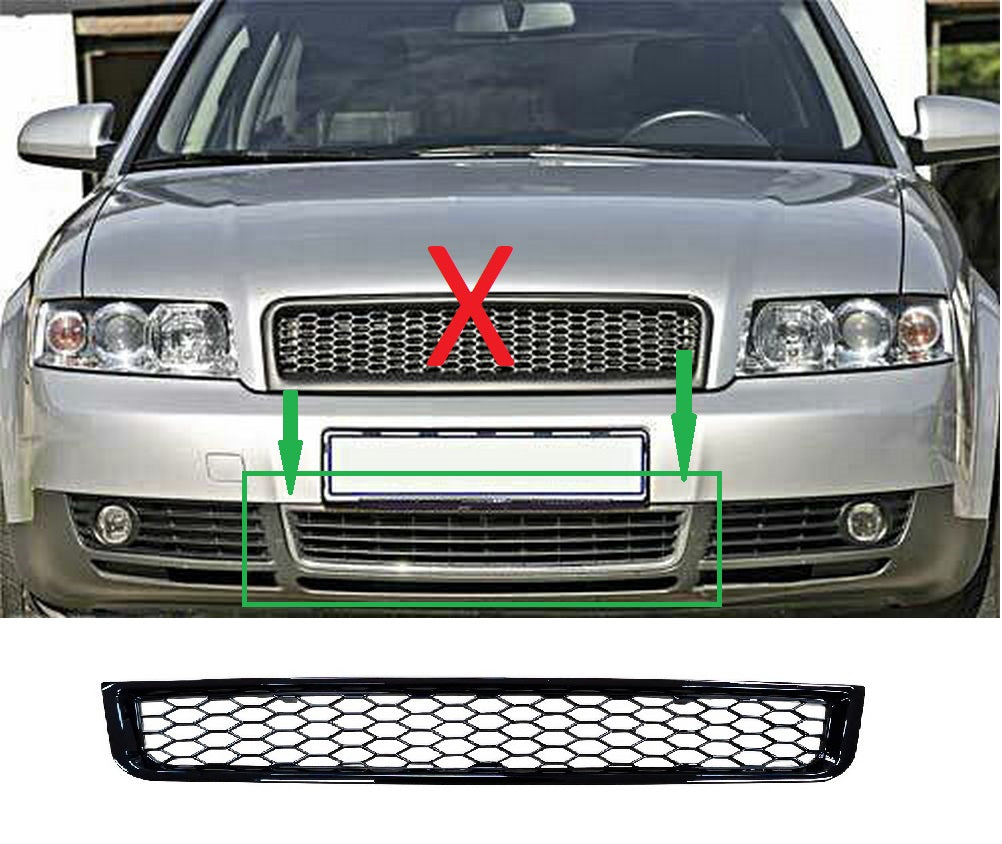 Grilă inferioară bara sport din plasă compatibilă cu Audi A4 8E B6