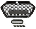 Suport emblemă grilă sport Audi A3 8V Facelift, design fagure, negru lucios, 2016-
