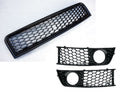 Grilă tip plasă + capac proiectoare de ceață compatibilă cu Audi A4 8E/B6