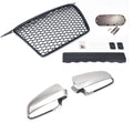 Grilă tip plasă pentru Audi A3 8P 05-08 + capace oglinzi cu aspect de aluminiu