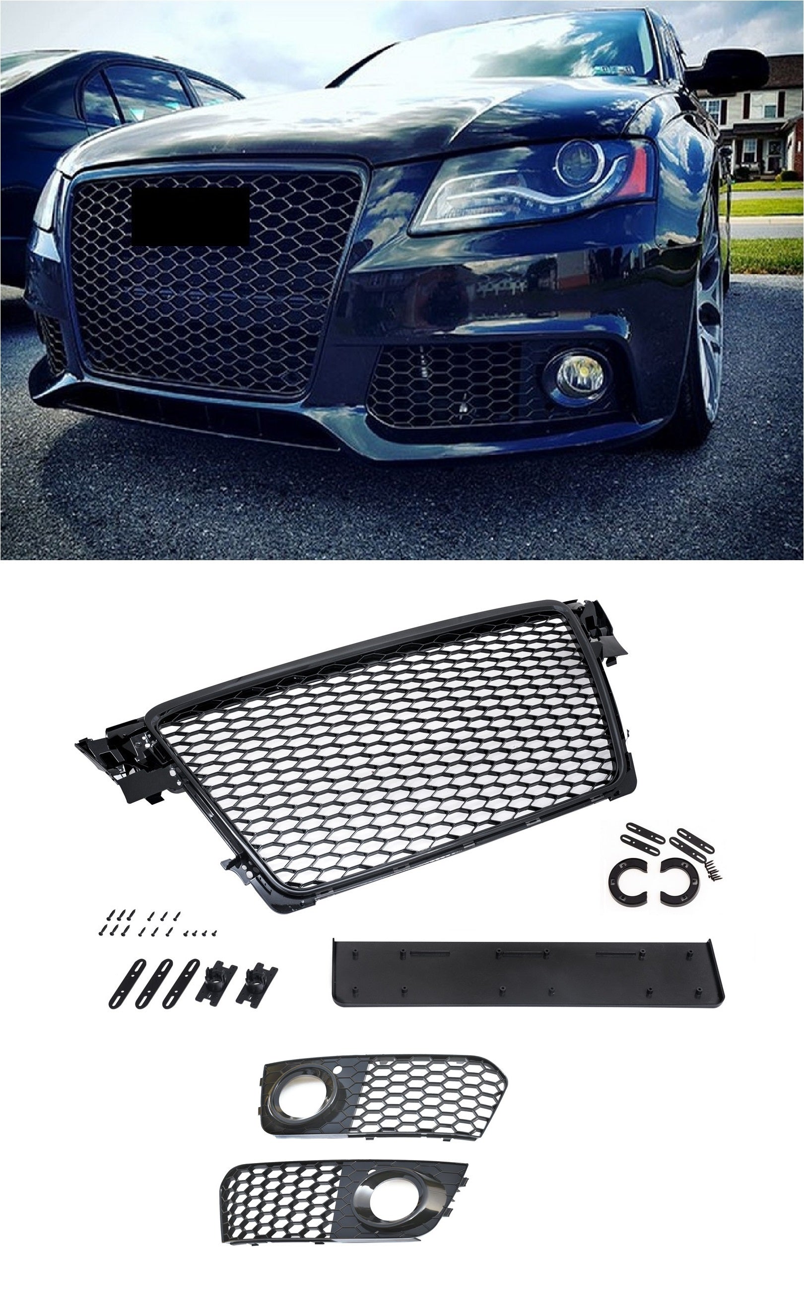 Grilă bara spate Audi A4 B8 8K 07-12 negru lucios