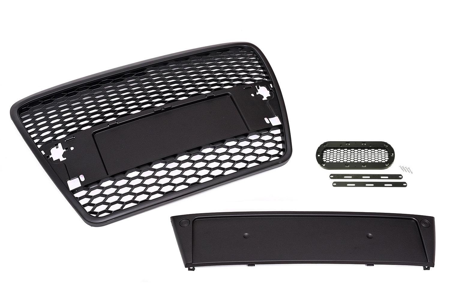 Grilă auto compatibilă cu Audi A6 4F C6, grilă tip plasă, mat, suport emblemă PDC, 04-08