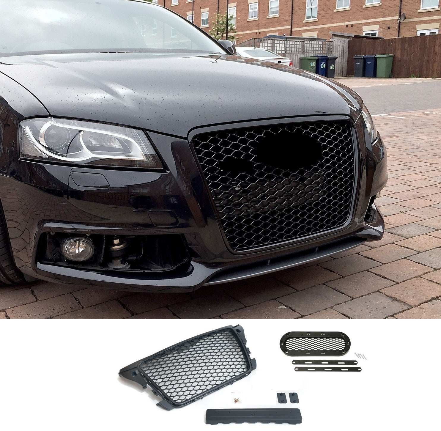 Grilă sport cu suport emblemă compatibilă cu Audi A3 8P Facelift 2008-2013