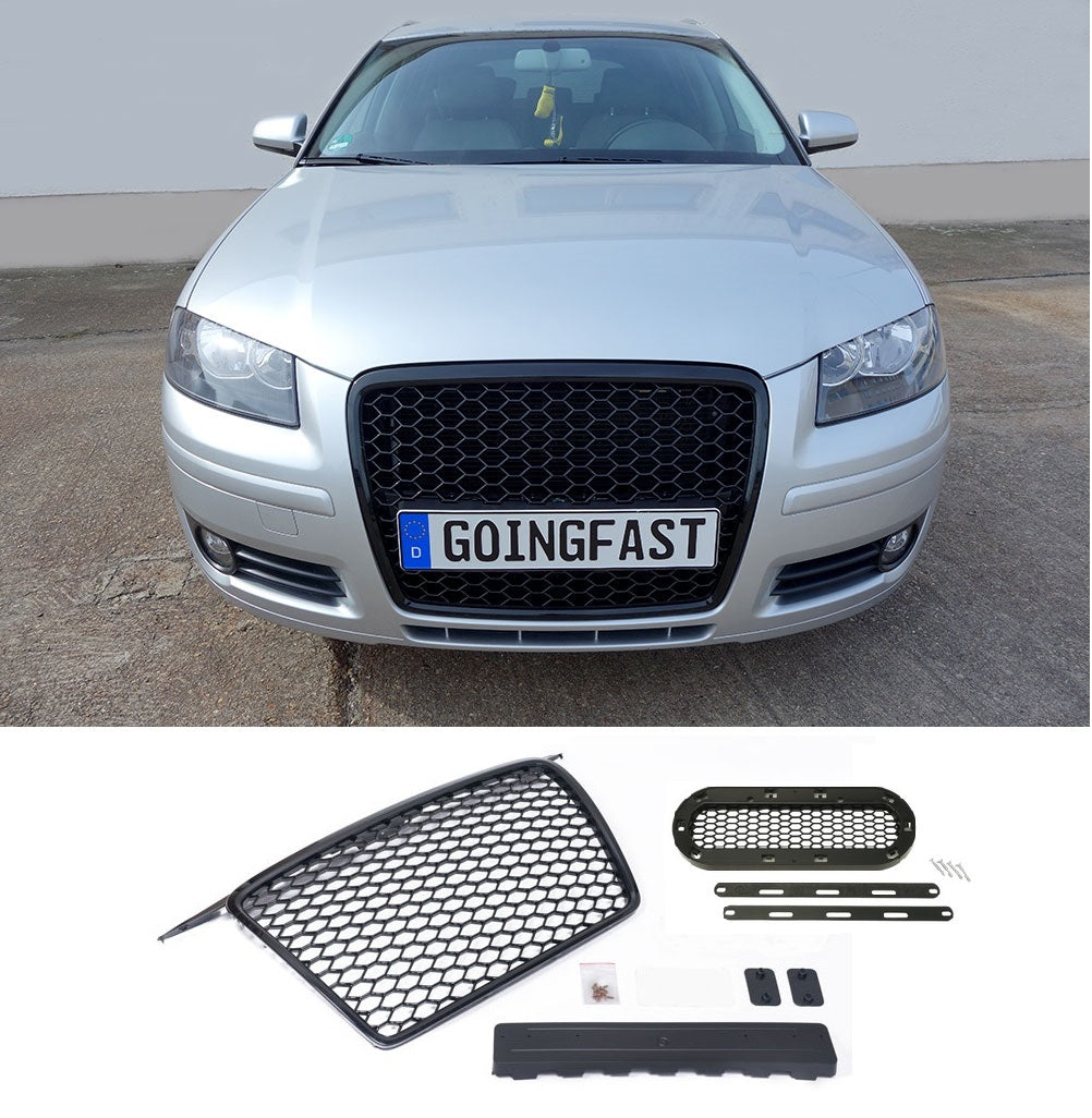Grilă sport cu suport emblemă compatibilă cu Audi A3 8P 05-08