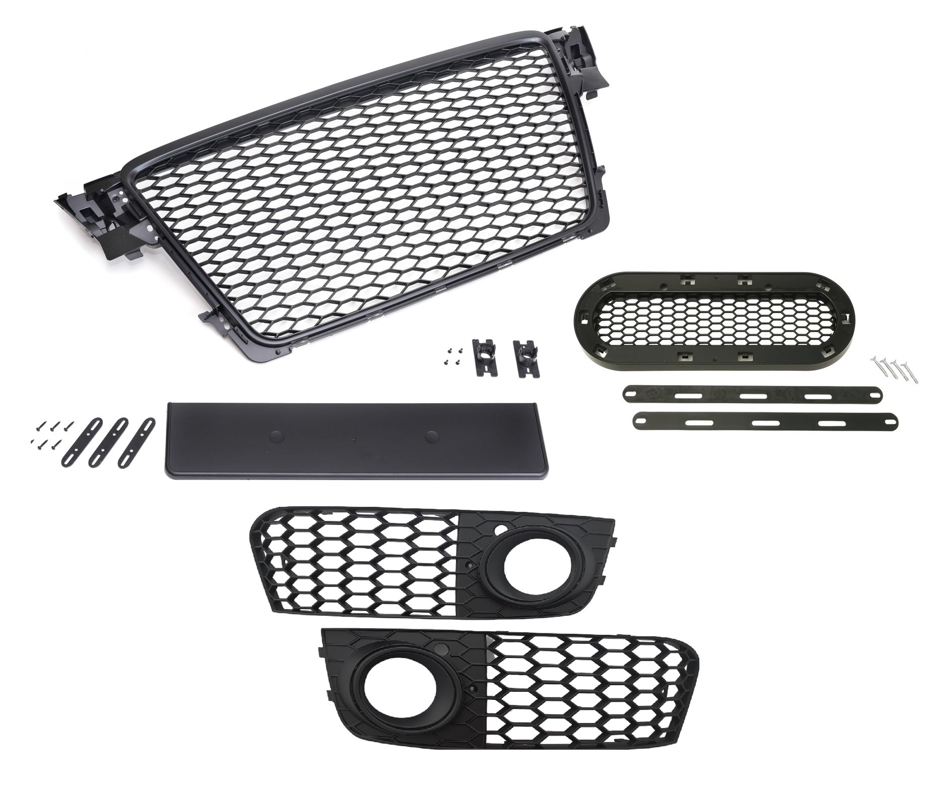 Grila sport Audi A4 B8 8K 07-12, negru mat, cu suport emblemă lucios