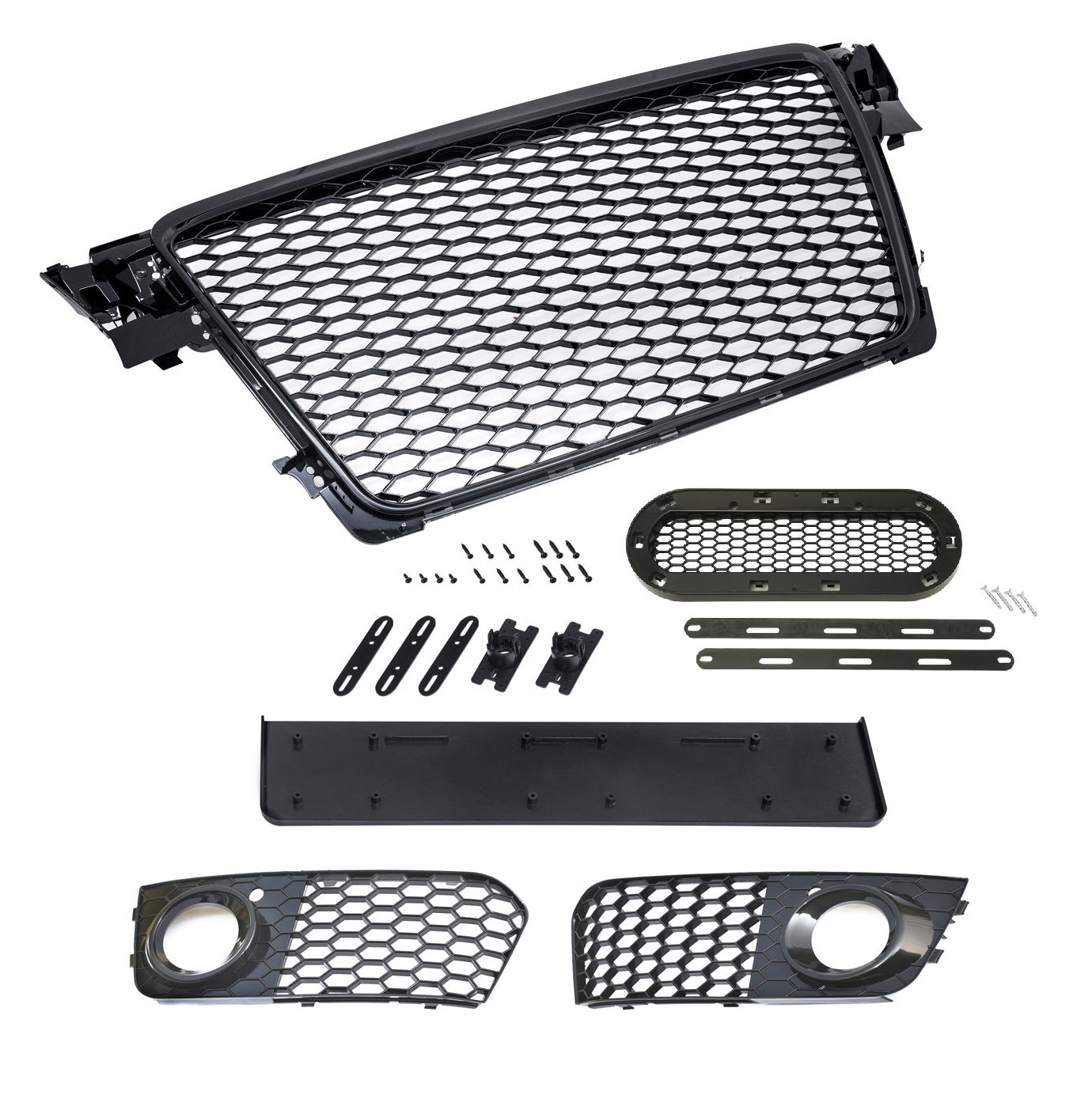 Grilă auto compatibilă cu A4 B8 8K 07-12 cu suport emblemă și capac proiector ceață