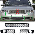 Grilă inferioară bara sport și capac proiectoare ceață compatibile cu Audi A4 8E B6