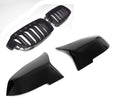 Grilă oglindă compatibilă cu BMW Seria 3 F30 / F31 cu 4 uși, 10/2011-2019, capace negru lucios