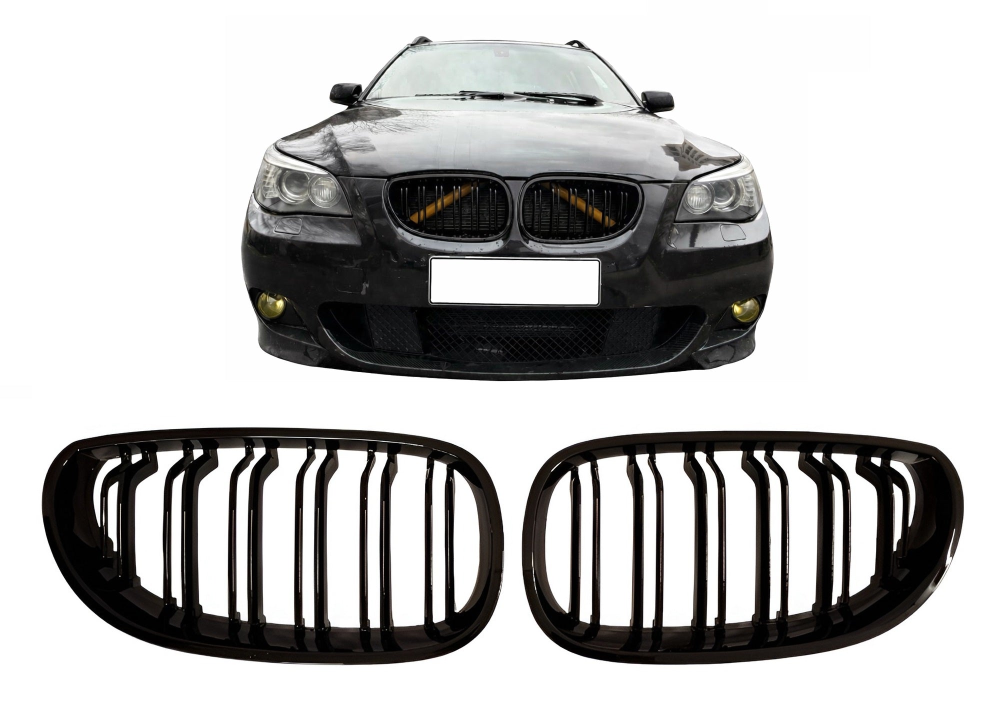 Grilă față sport Performance, compatibilă cu BMW Seria 5 E60 E61, negru lucios
