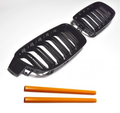 Grilă bara spate compatibilă cu BMW Seria 3 F30 / F31 cu 4 uși, 10/2011-2019, negru lucios, cu capac grilă portocaliu
