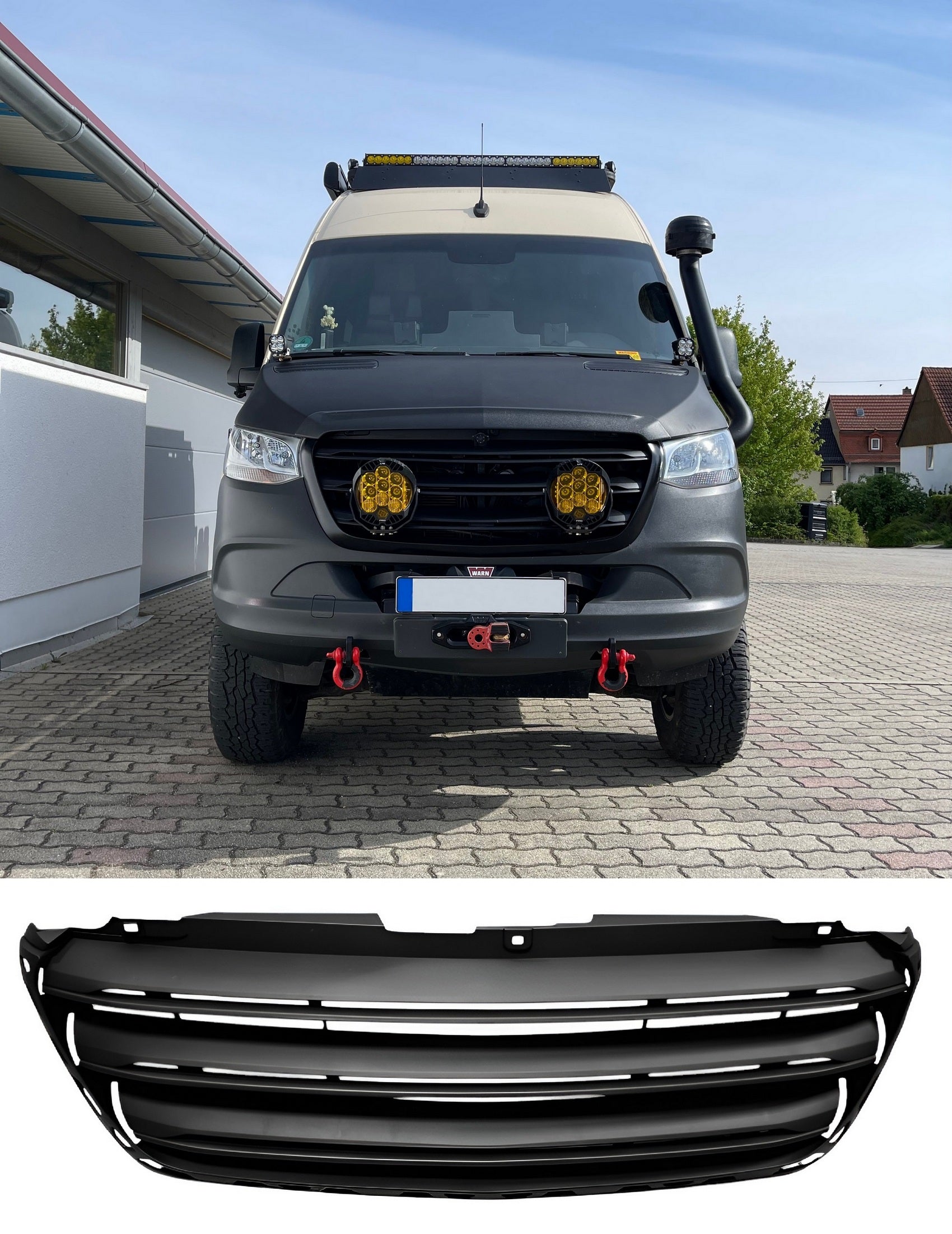 Grilă radiator față compatibilă cu Mercedes Sprinter W907 W910, negru mat