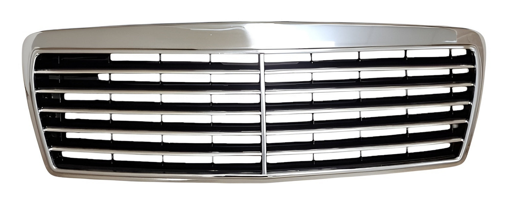 Grilă radiator față compatibilă cu Mercedes W210, cadru cromat, 1996-1999