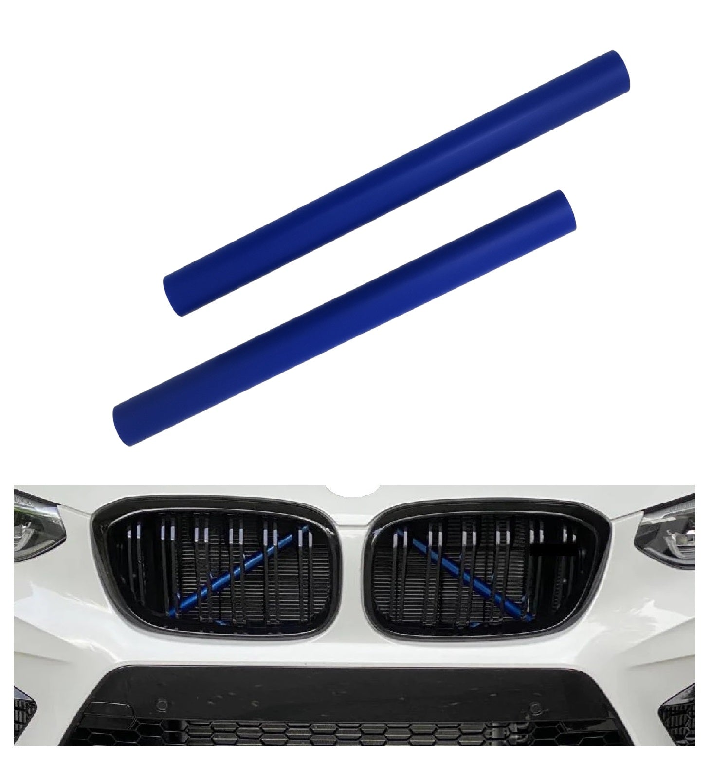 Compatibil cu BMW G01 G02 G05 G06 G07 G30 G38 G32, grila frontală, inserții, ornamente, dungi, clipuri, capac albastru.