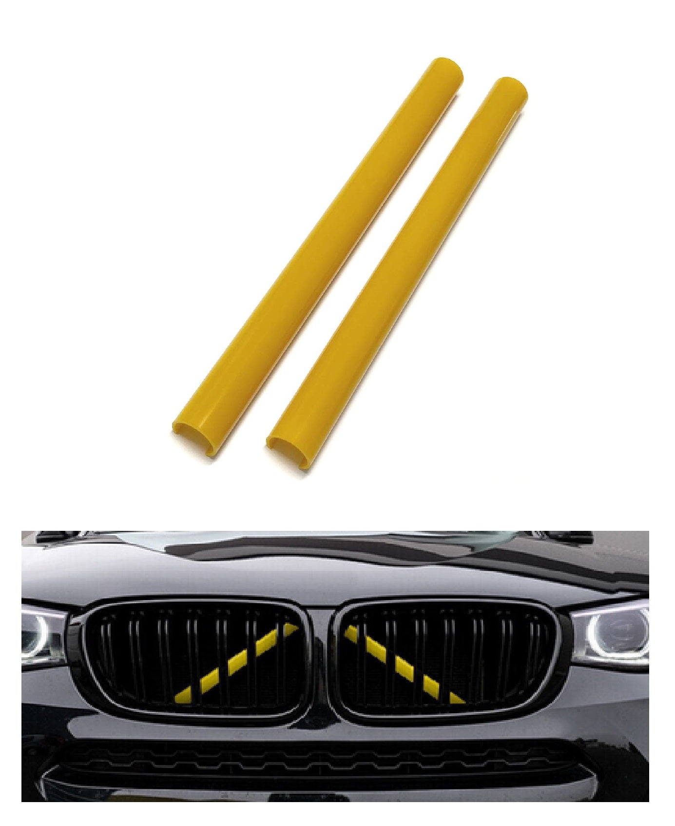 Compatibil cu BMW G01 G02 G05 G06 G07 G30 G38 G32, grilă frontală, inserții, ornamente, dungi, clipuri, capac galben.