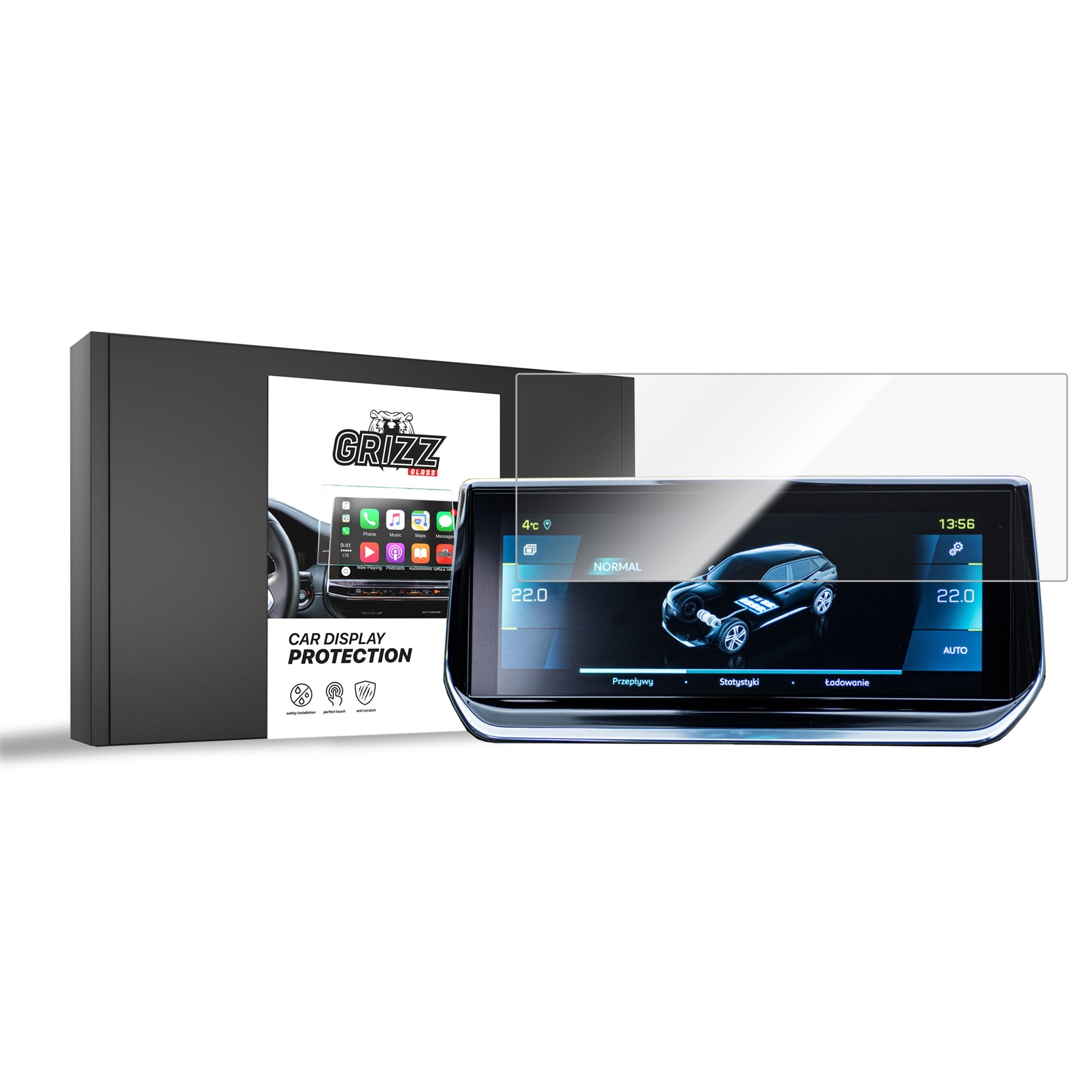 Folie de protecție pentru ecran pentru Peugeot 208 2 (2019-2023) folie navigație, rezistentă la zgârieturi, clară