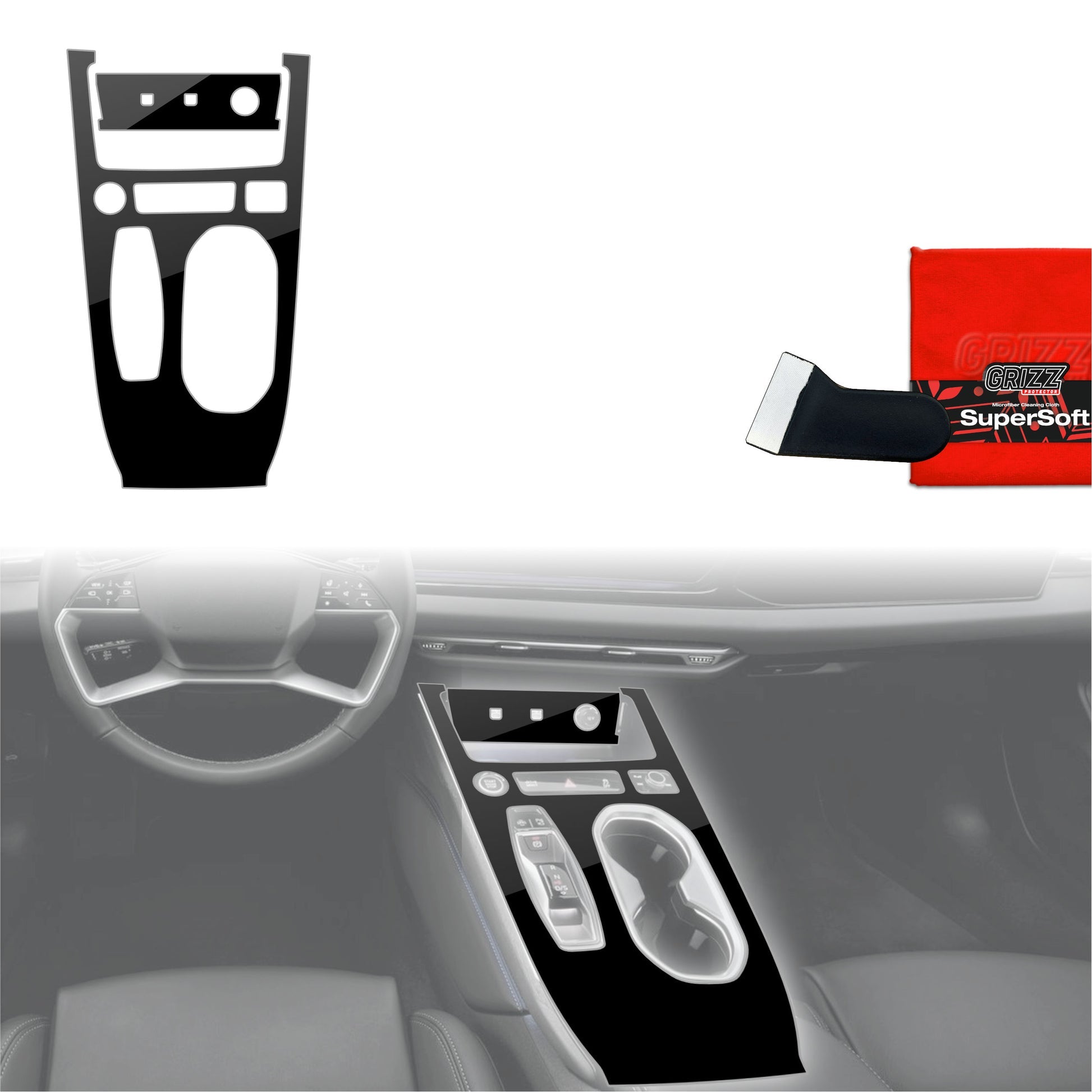 Folie de protecție 2în1 pentru consola centrală - Audi A6 C9 (2025-2026) Negru lucios