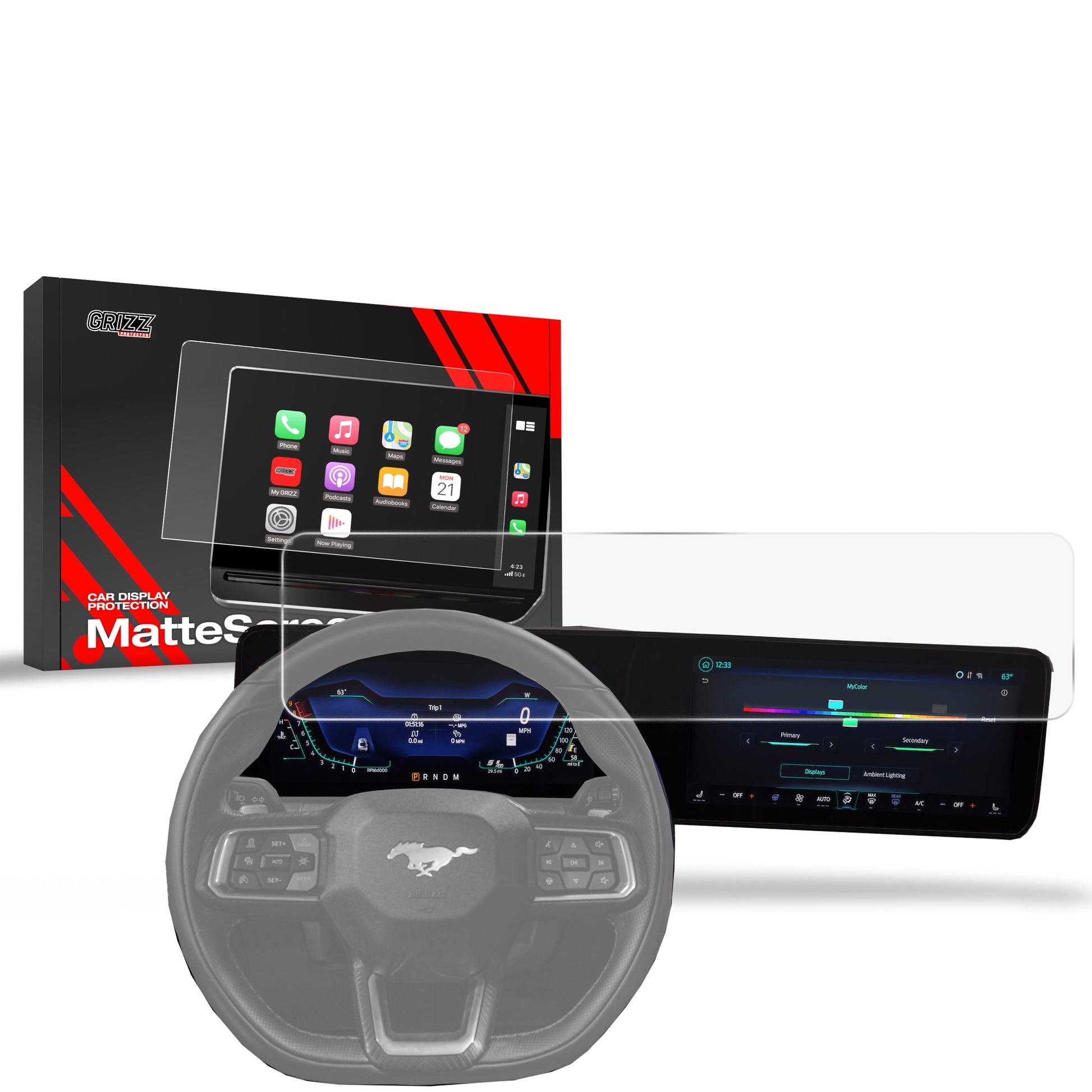 Folie de protecție pentru ecran Ford Mustang 7 (2023-2025) Anti-Amprentă, Mată