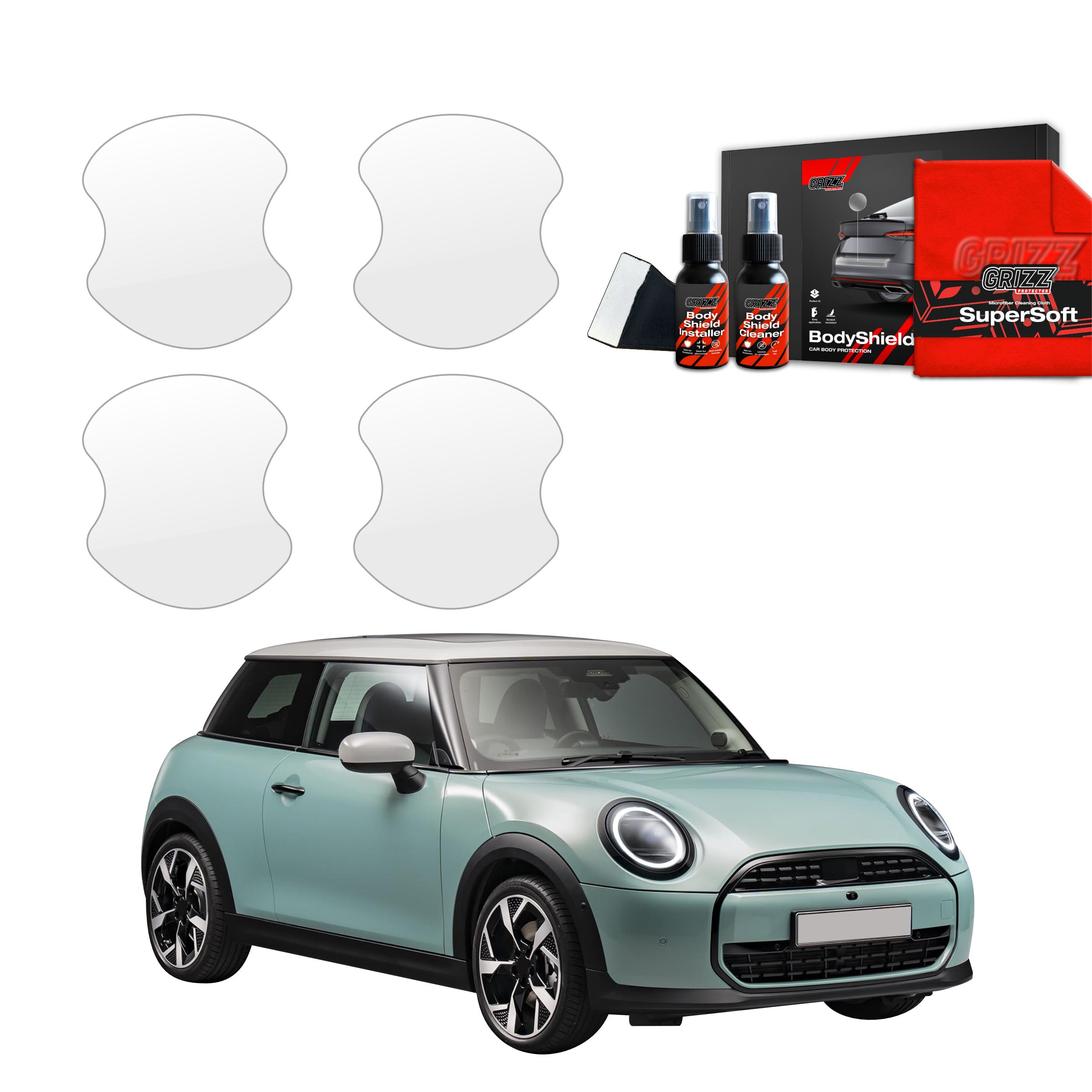 Folie de protecție 4în1 pentru adâncituri mânere uși - Mini Cooper S (2023- 2025)