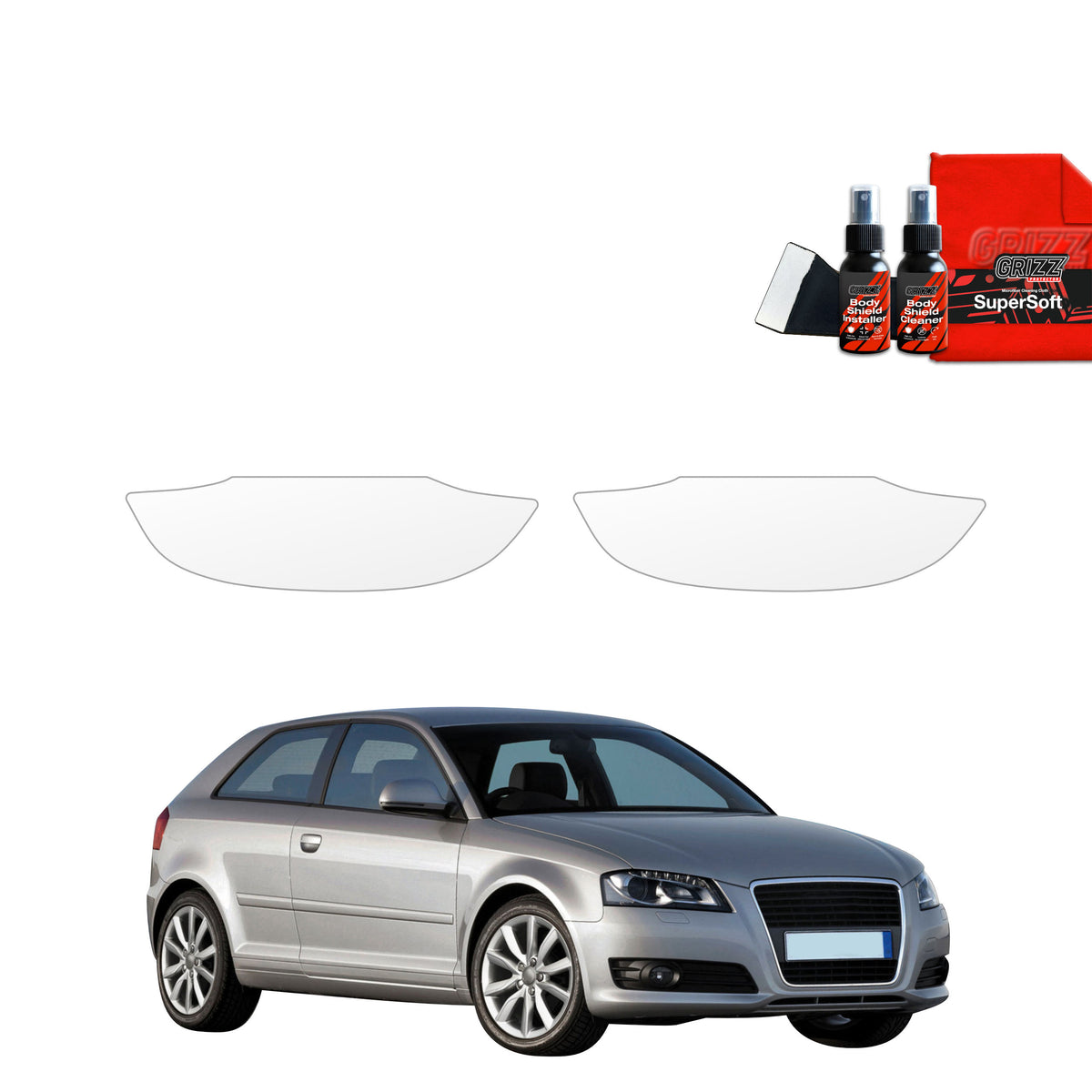 Folie de protecție 2în1 pentru adâncituri mânere uși - Audi A3 8P Hatchback 3D Facelift (2008-2013)