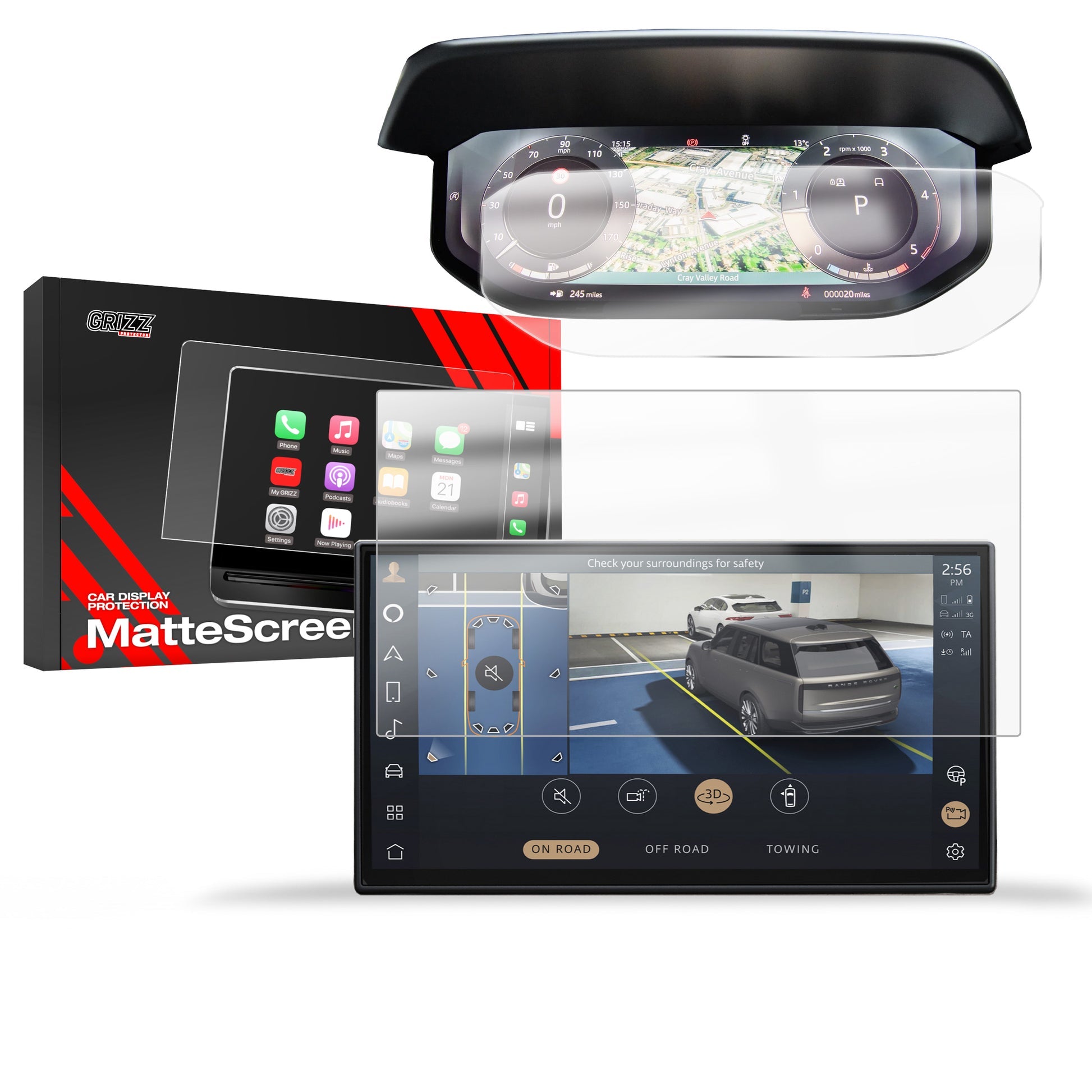 Folie de protecție 2în1 pentru ecran Range Rover 5 13,1" (2021-2024) Anti-amprentă, Mată