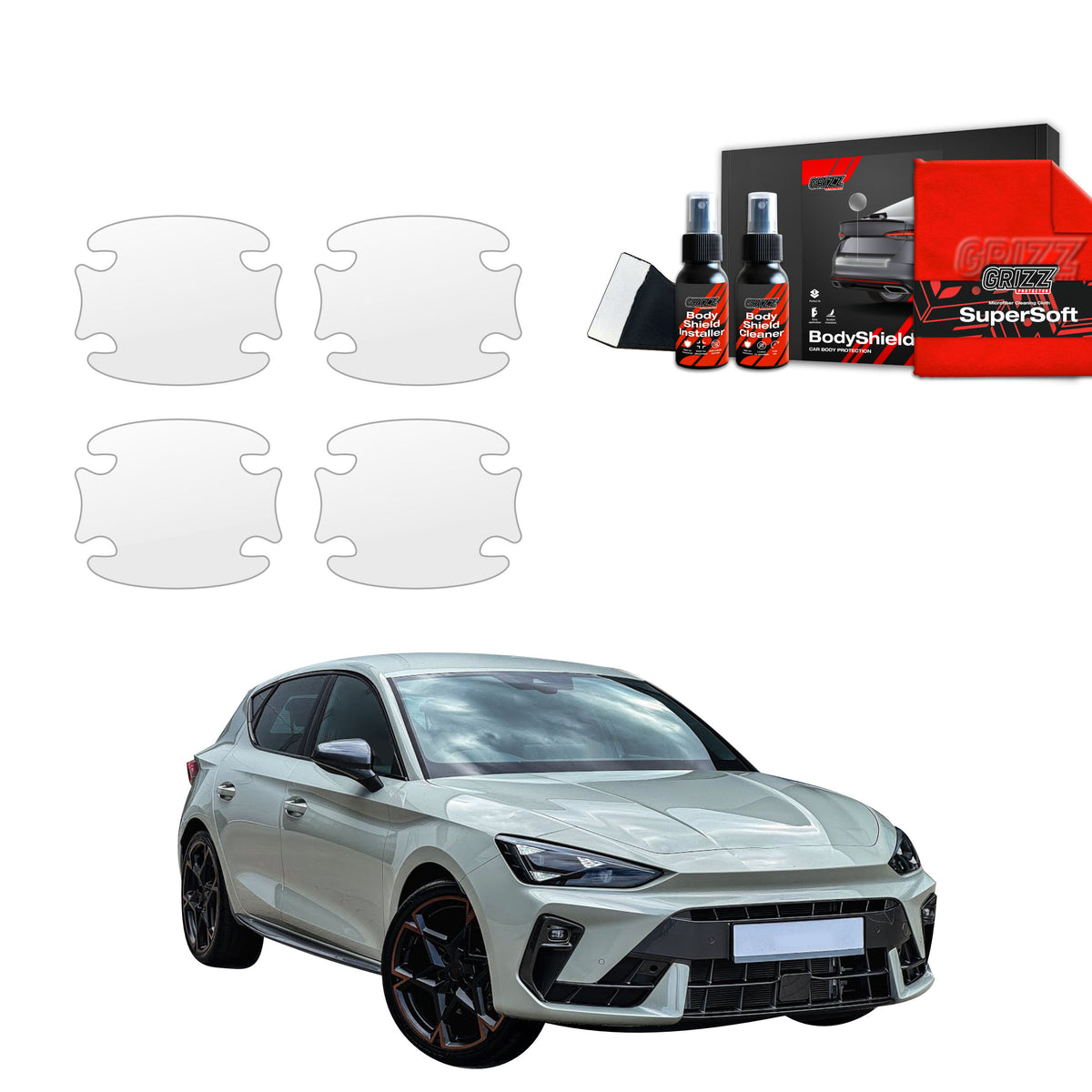 Folie de protecție 4în1 pentru adâncituri mânere uși - Cupra Leon Hatchback (2024-2025)