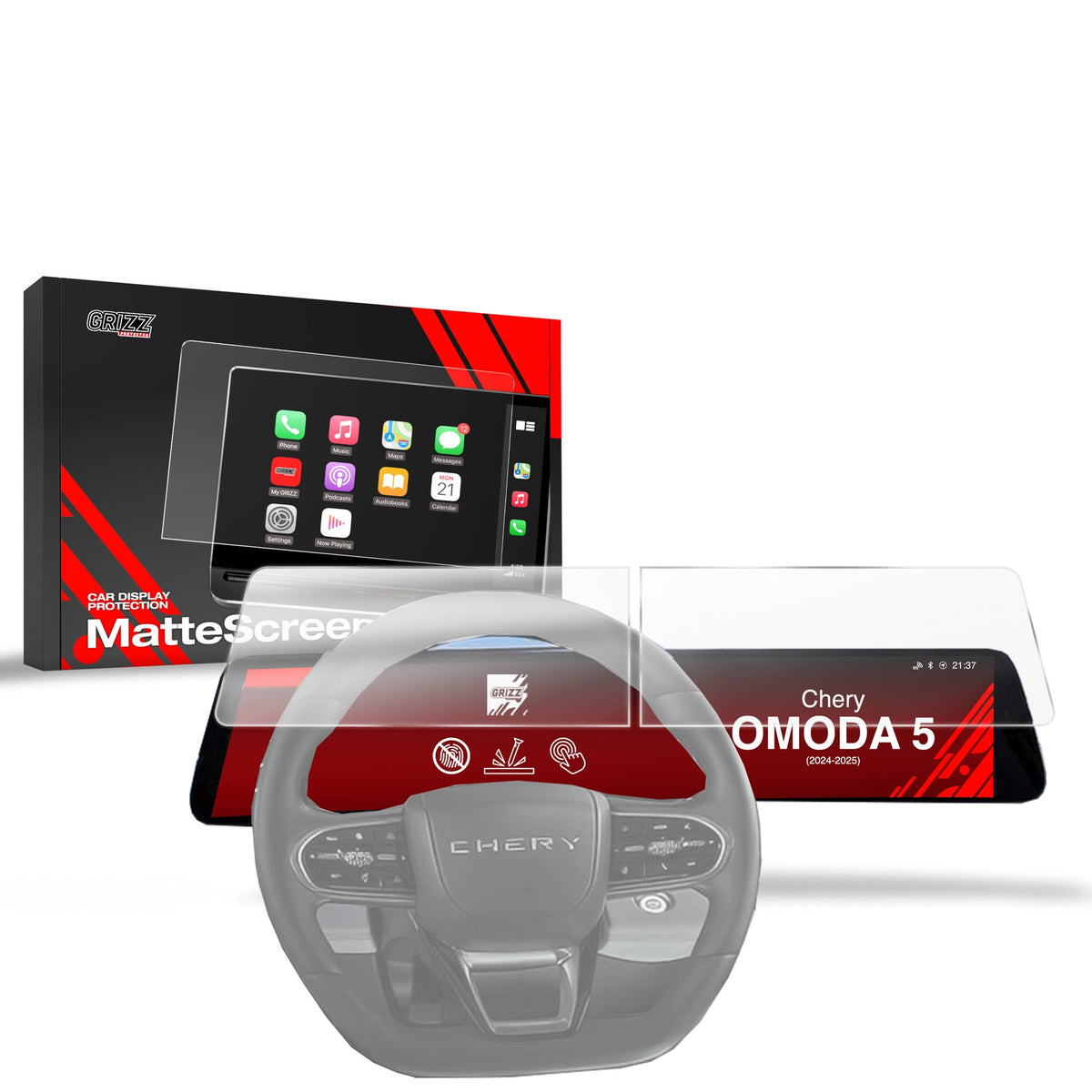 Folie de protecție pentru ecran 2în1 pentru OMODA 5 Facelift (2024-2025) Anti-Amprentă, Mată