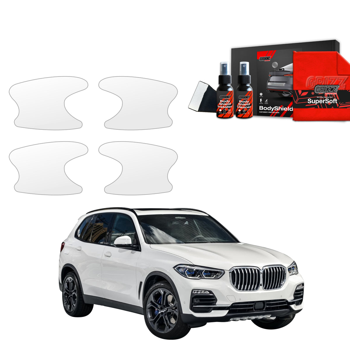 Folie de protecție 4în1 pentru adâncituri mânere uși - BMW X5 (2018-2023)