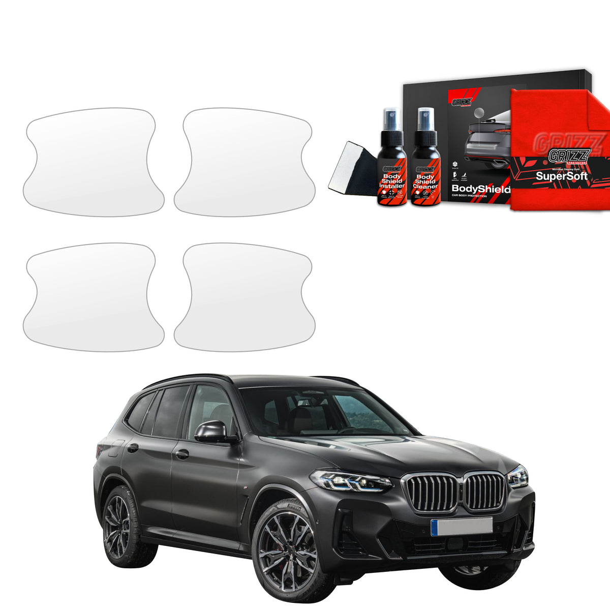 Folie de protecție 4în1 pentru adâncituri mânere uși - BMW X3 (2021-2024)