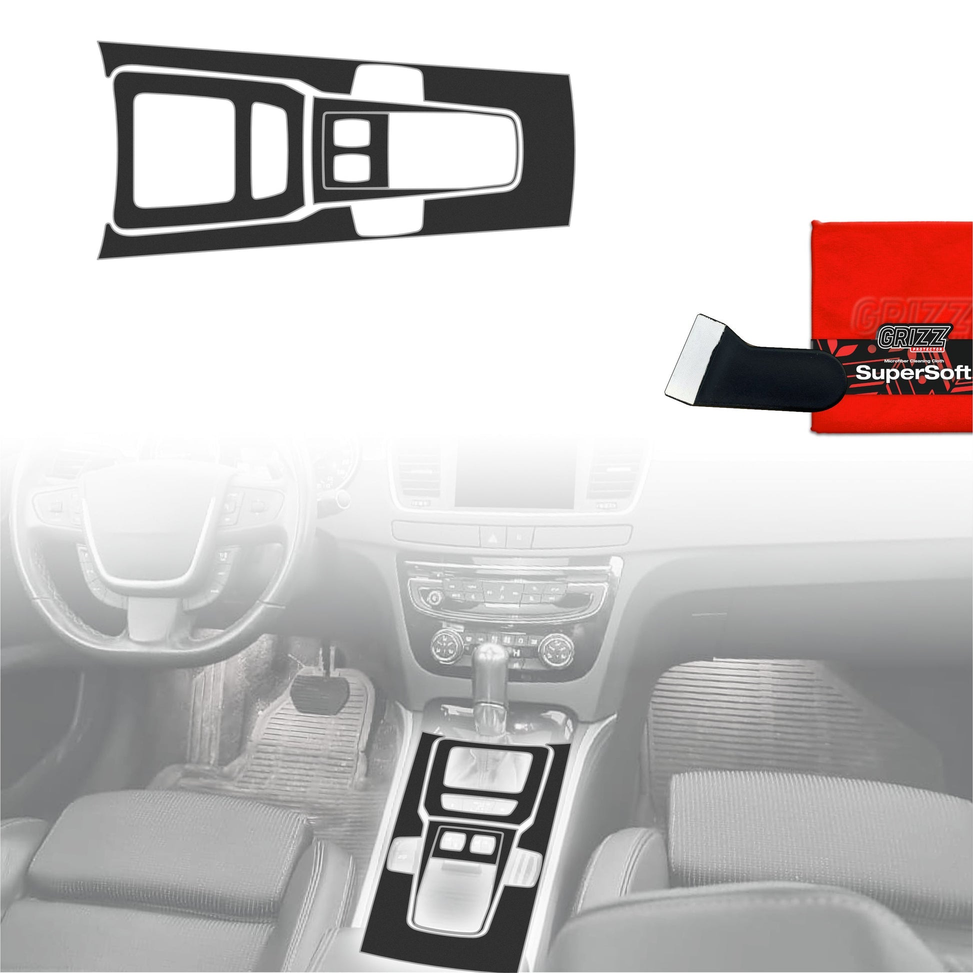 Folie de protecție 4în1 pentru consola centrală - Peugeot 508 (2010-2018) Negru Mat Antiamprentă
