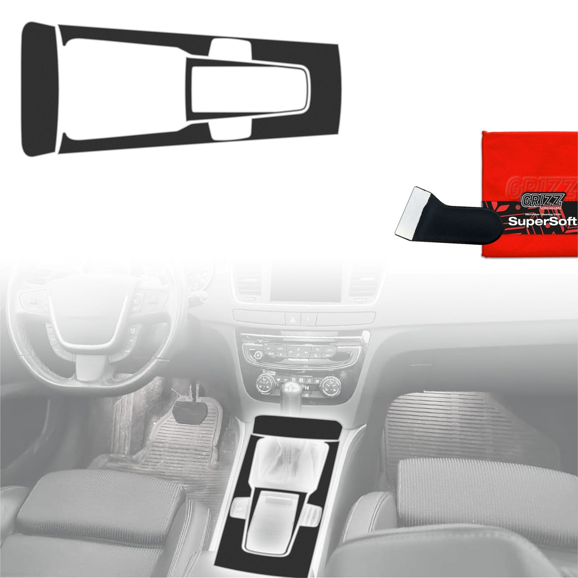 Folie de protecție 3în1 pentru consola centrală - Peugeot 508 (2010-2018) Negru Mat Antiamprentă