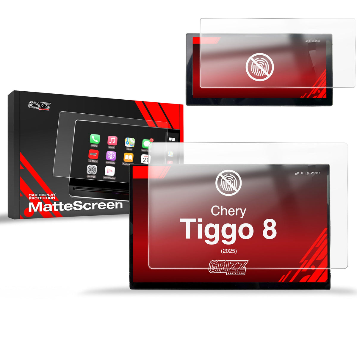 Folie de protecție pentru ecran 2în1 pentru Chery Tiggo 8 15,6" (2025) Anti-Amprentă, Mată