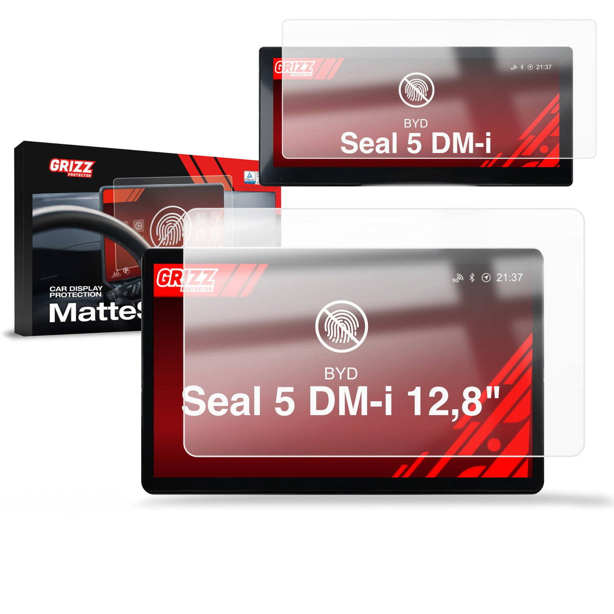 Folie de protecție pentru ecran 2în1 pentru BYD Seal 5 DM-i 12,8" (2025-2026) Anti-amprentă, Mată