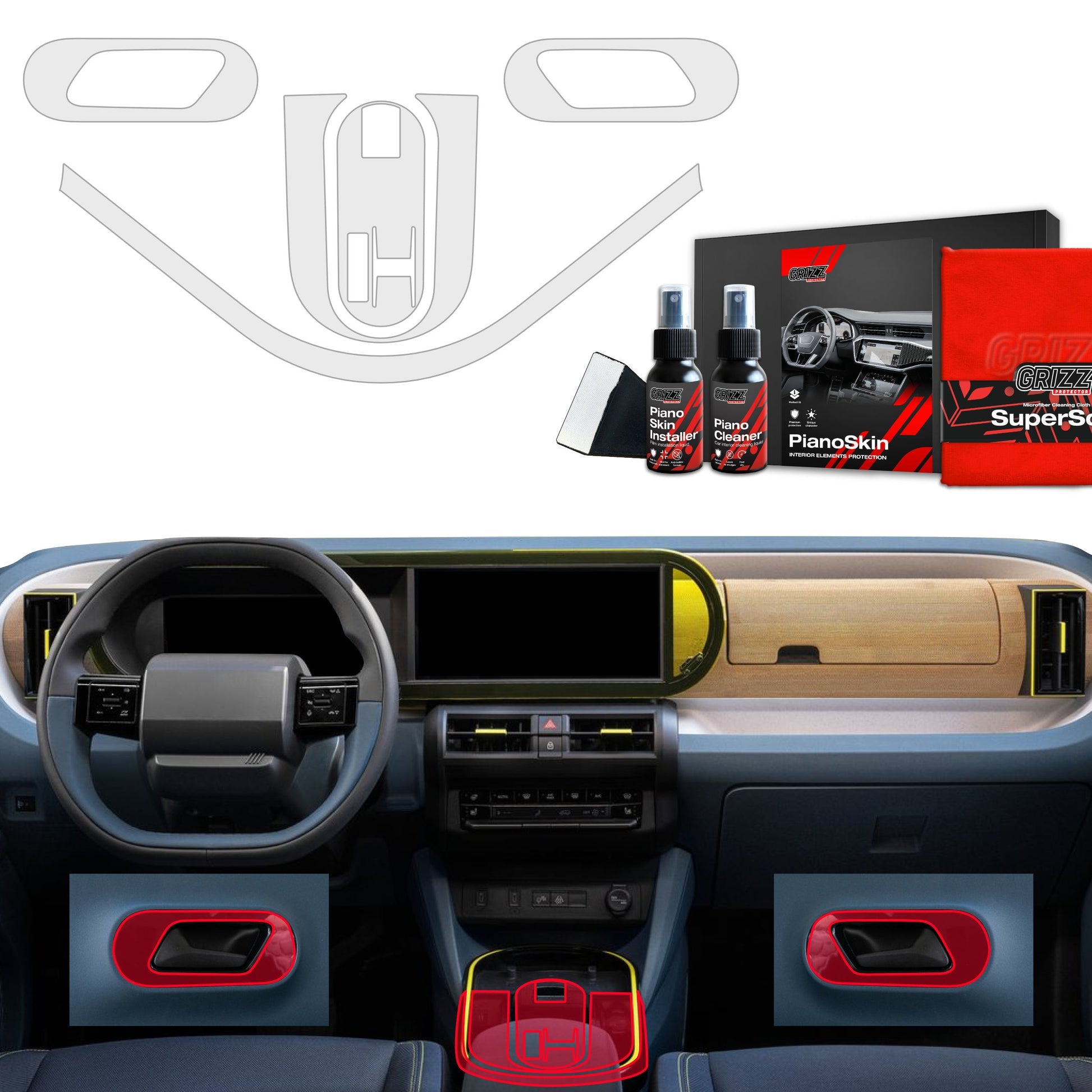 Folie de protecție 5în1 pentru consola centrală Fiat Grande Panda (2025) mată