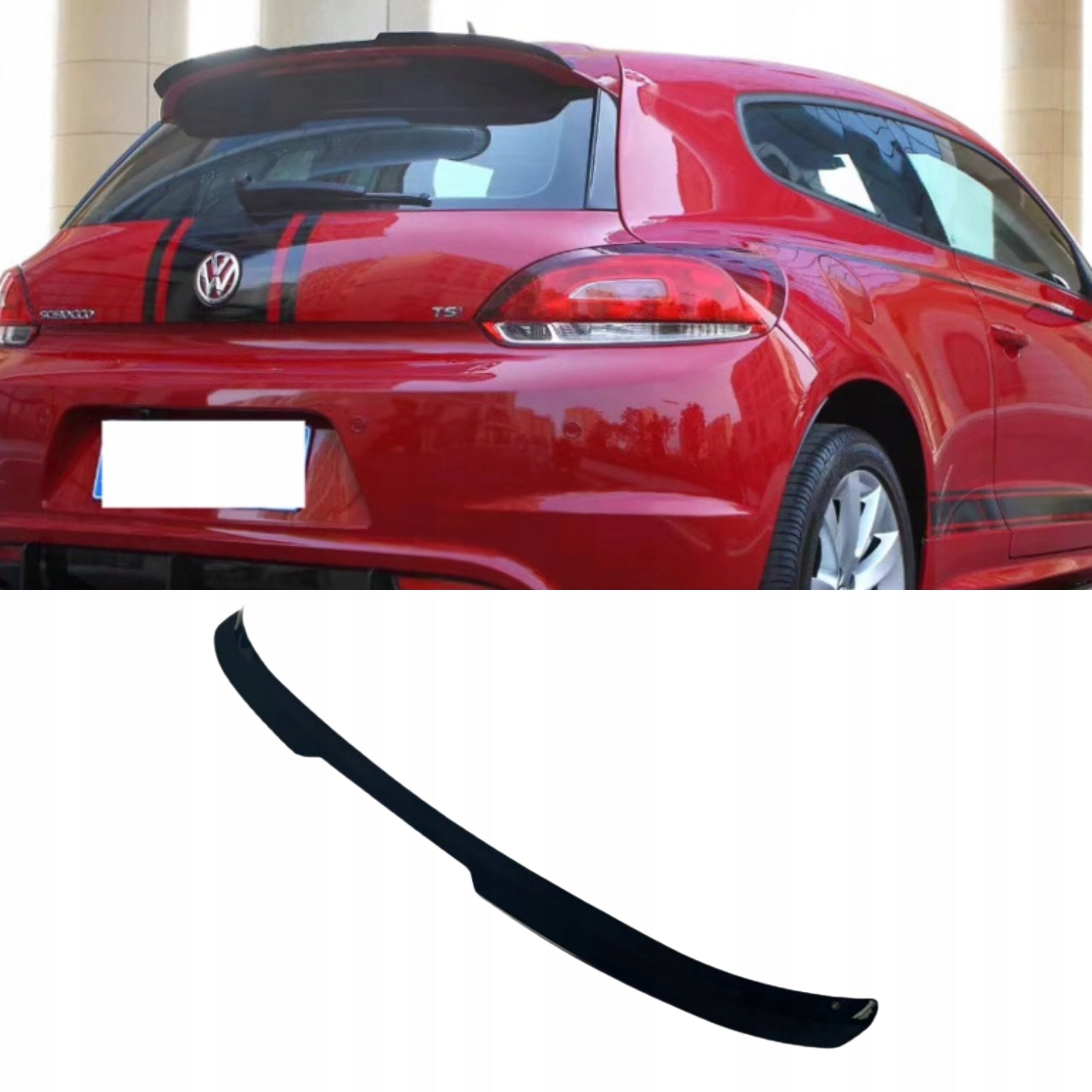 SPOILER SPOILER AERIAL SPOILER CAPAC ADĂUGAT PE VW GTI SCIROCCO NEGRU LUCIOS