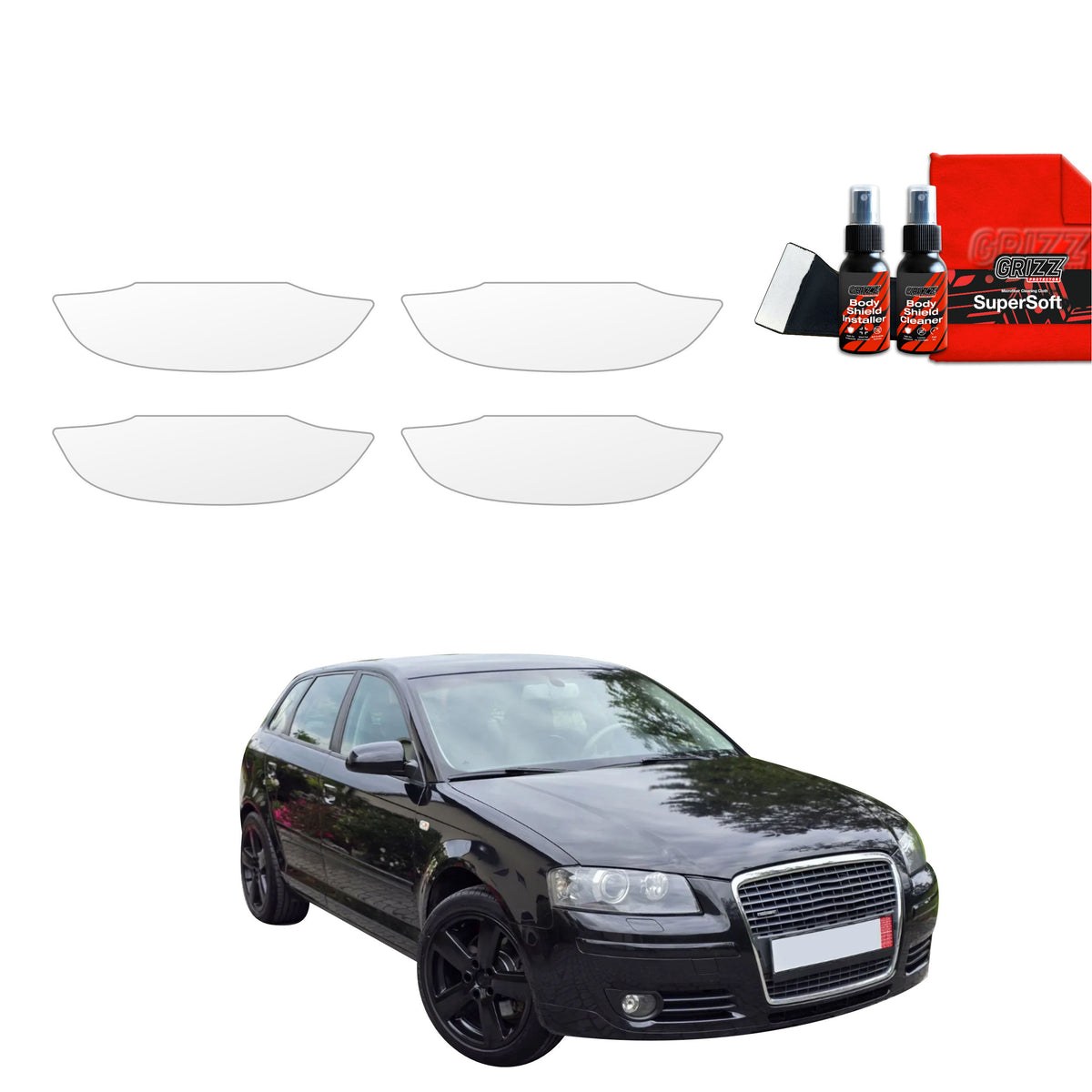 Folie de protecție 4în1 pentru adâncituri mânere uși - Audi A3 8P Hatchback 5D (2003-2008)