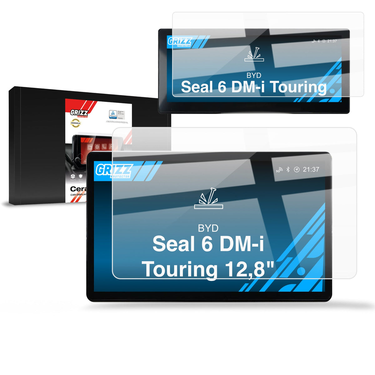 Folie de protecție pentru ecran 2în1 pentru BYD Seal 6 DM-i Touring 12,8" (2025-2026), folie pentru navigație, rezistentă la zgârieturi, clară