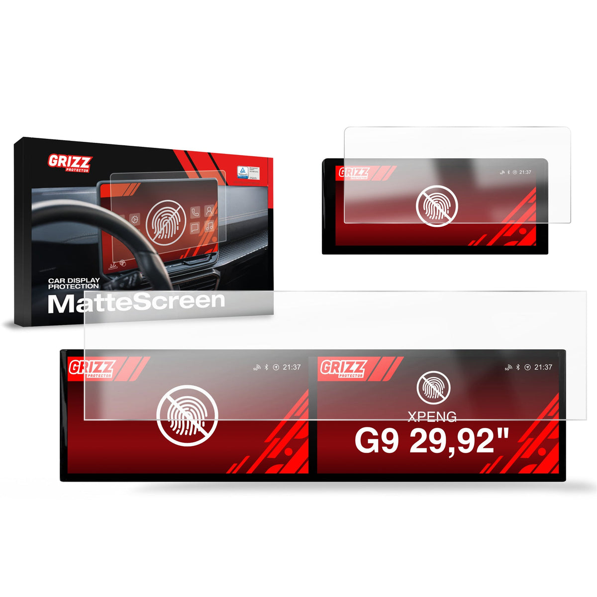 Folie de protecție pentru ecran 2în1 pentru XPENG G9 29,92" (2023-2026) Anti-amprente, Mată
