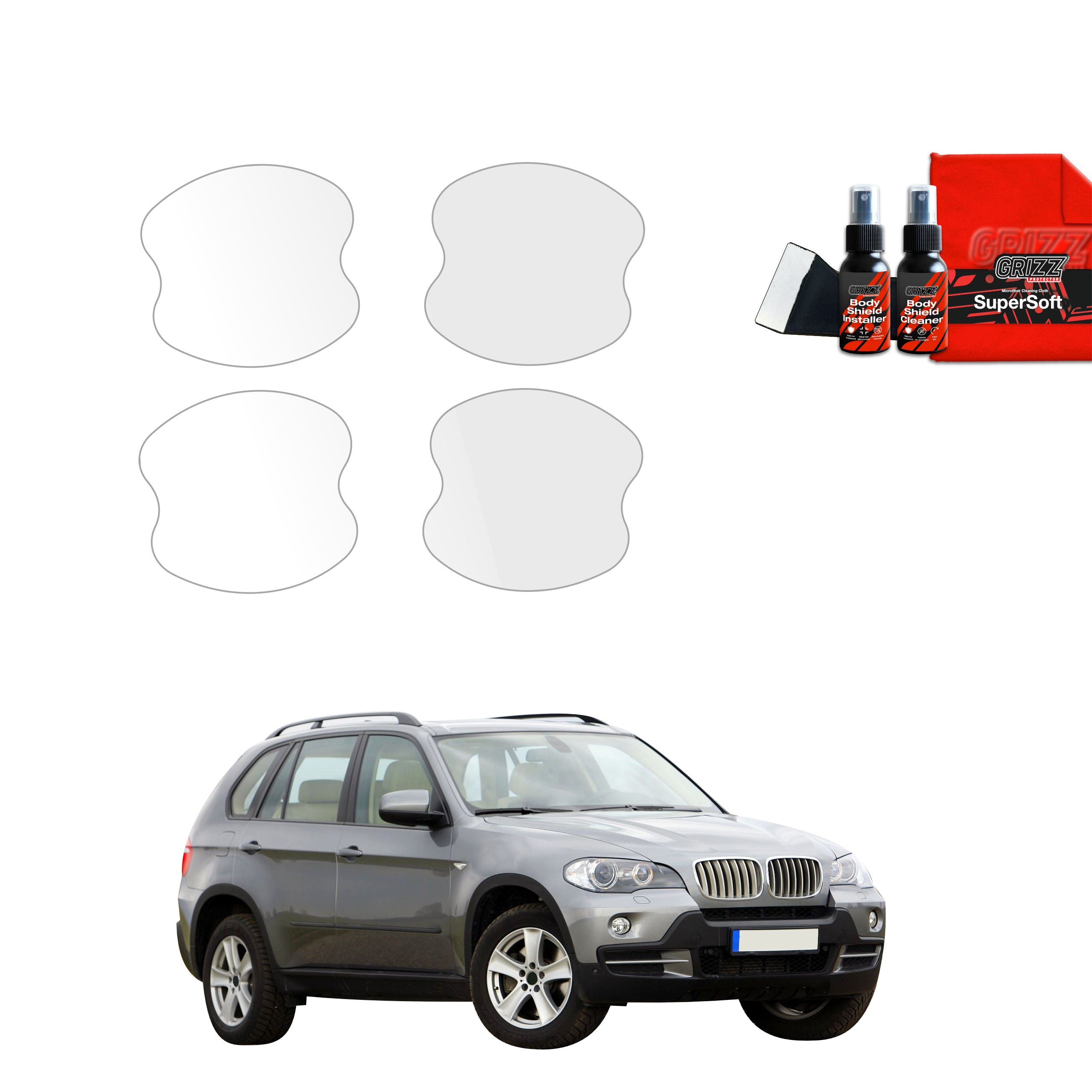 Folie de protecție 4în1 pentru adânciturile mânerelor ușilor - BMW X5 E70 SUV 5D (2006-2013)