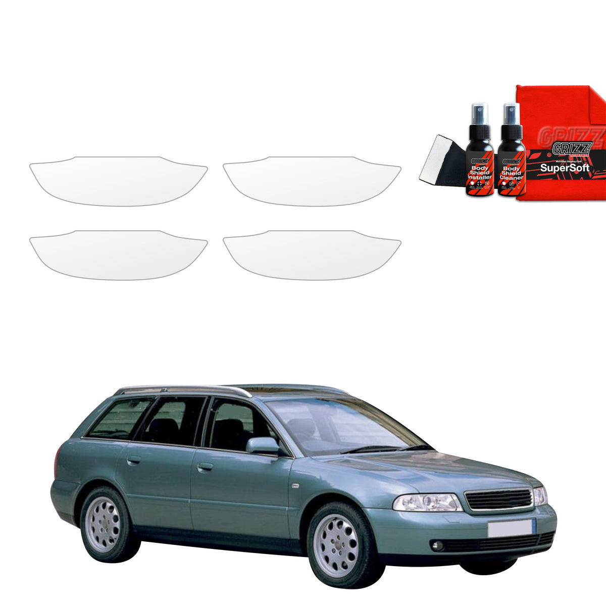 Folie de protecție 4în1 pentru adâncituri mânere uși - Audi A4 B5 Avant (1994-2001)