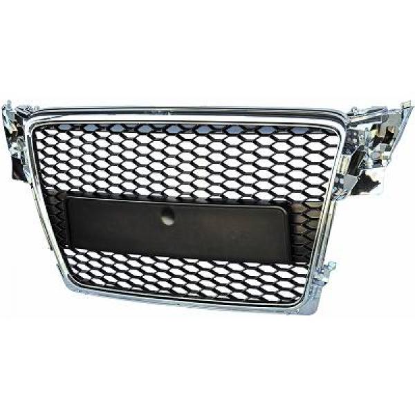 Grilă bara spate compatibilă cu Audi A4 B8 8K 07-12, neagră, cu ramă cromată
