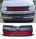 Grilă față sport fără insignă, compatibilă cu VW T6, negru și roșu, fără emblemă