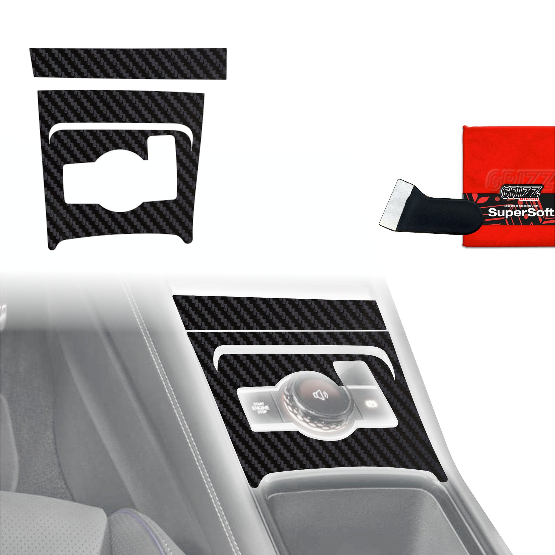 Folie de protecție 2în1 pentru consola centrală - Volkswagen Tiguan 3 (2024-2025) aspect carbon mat antifingerprint