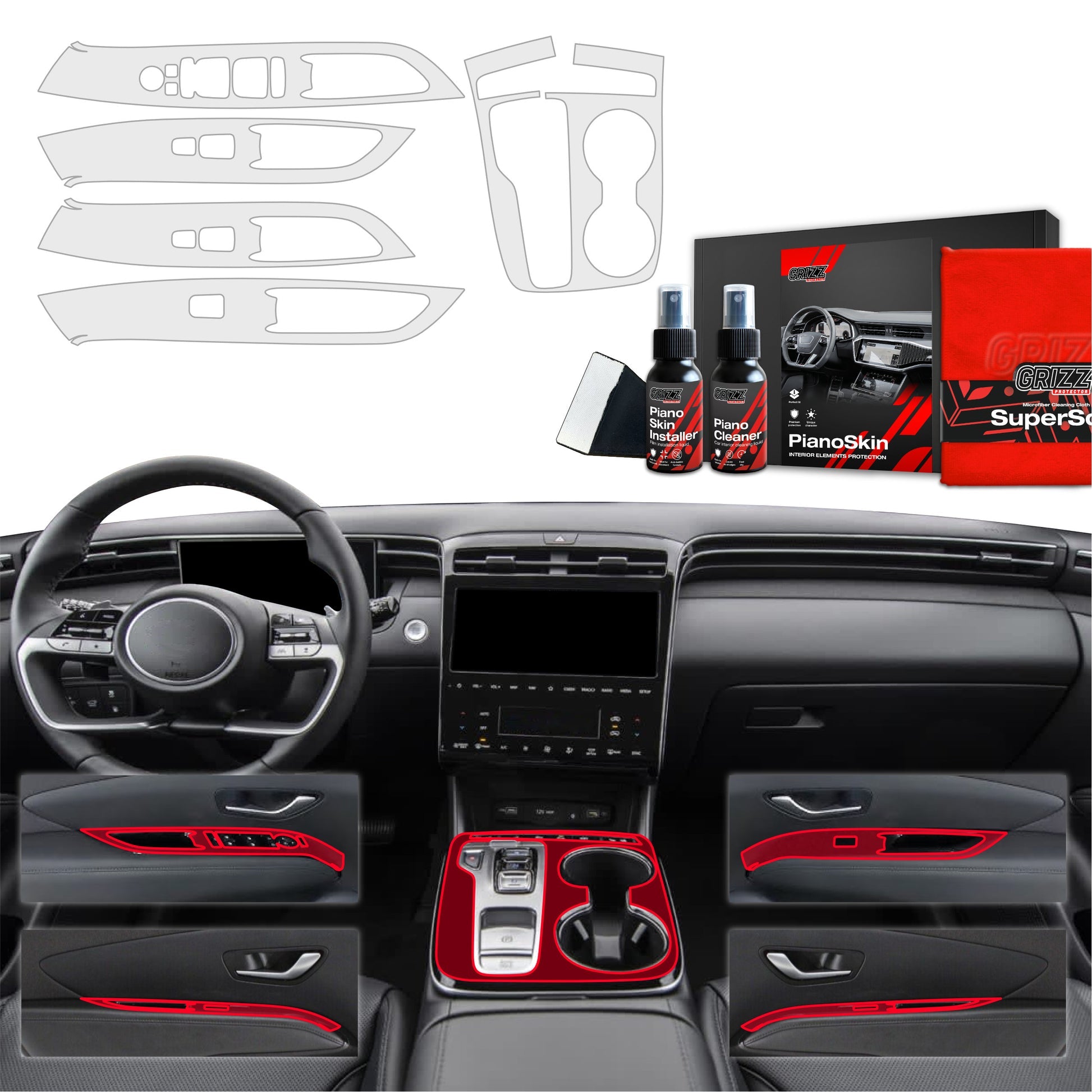 Folie de protecție 5în1 pentru consola centrală Hyundai Tucson N-Line (2021-2024) mată