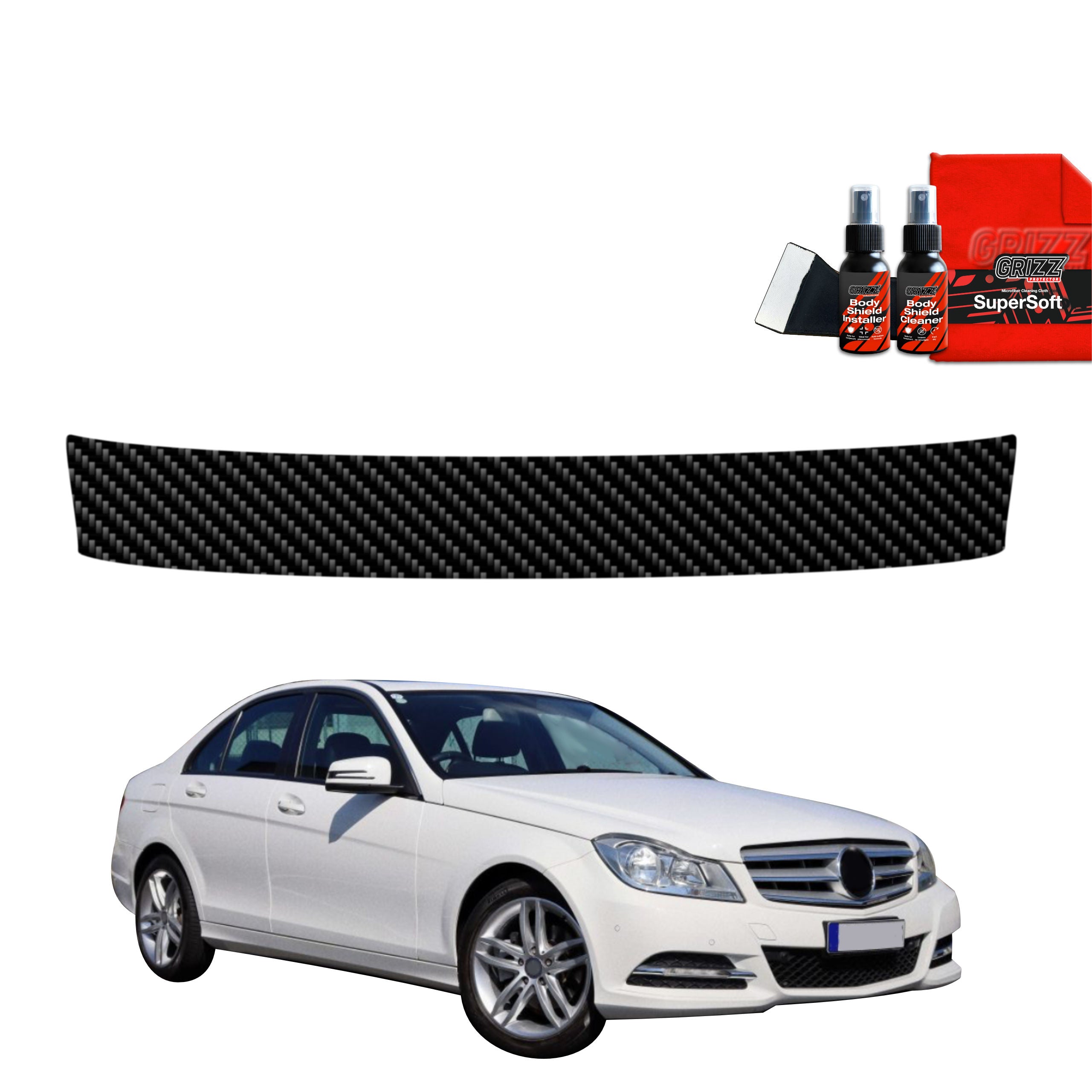 Folie de protecție din carbon pentru marginea de încărcare - Mercedes Benz C Clasa W204 Sedan Facelifting (2011-2014)