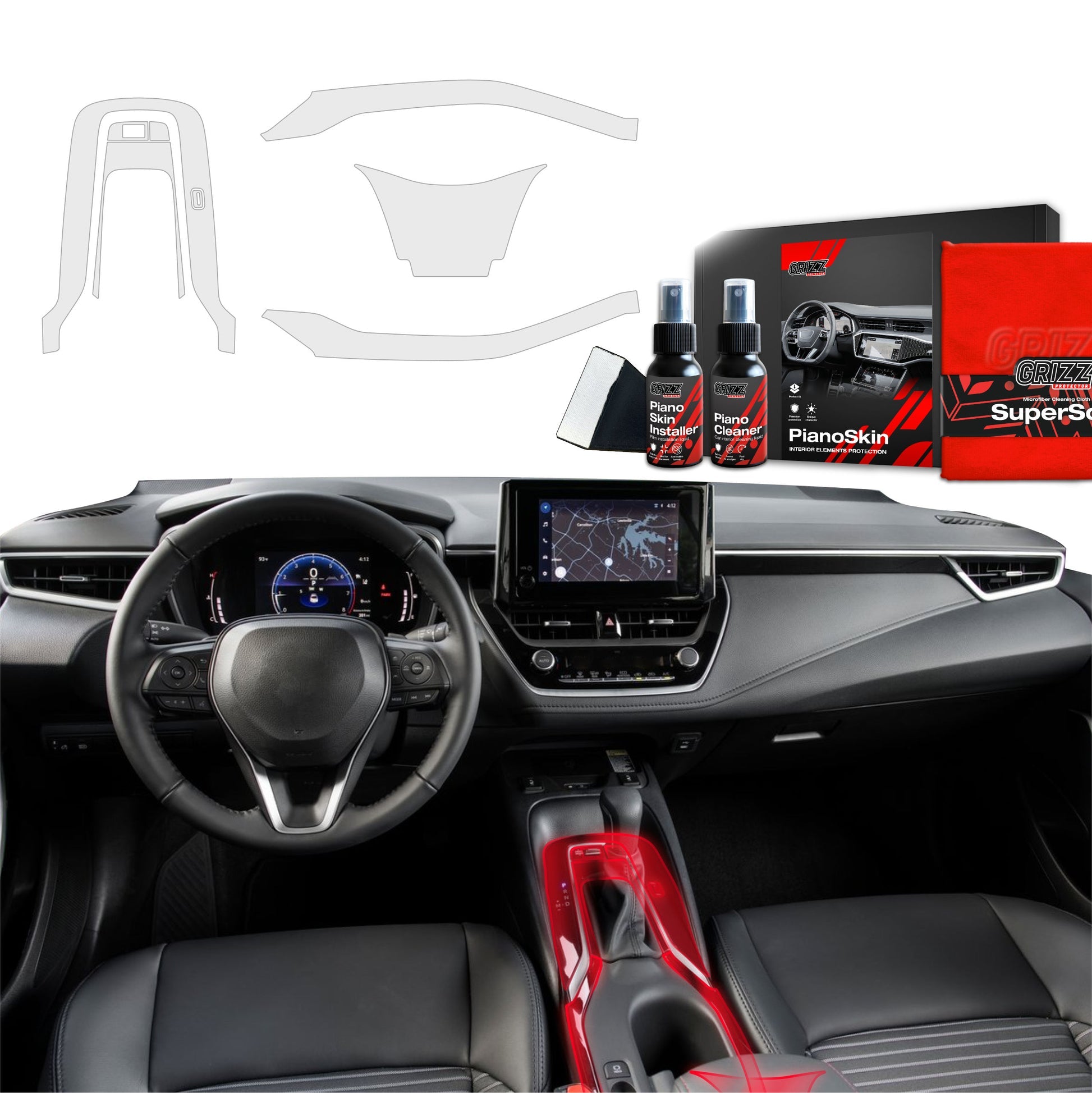 Folii de protecție 4în1 pentru consola centrală și bord - Toyota Corolla Cross Drive Mode (2019-2025) Mat
